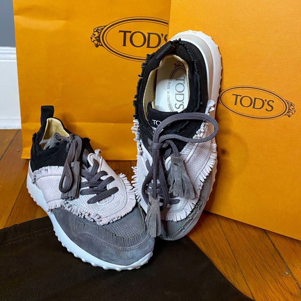 TOD’S tricolor suede fringe sneakers size 5.5